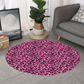 Pink Leopard Print Round Rug