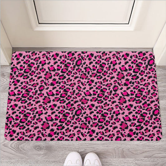 Pink Leopard Print Rubber Doormat