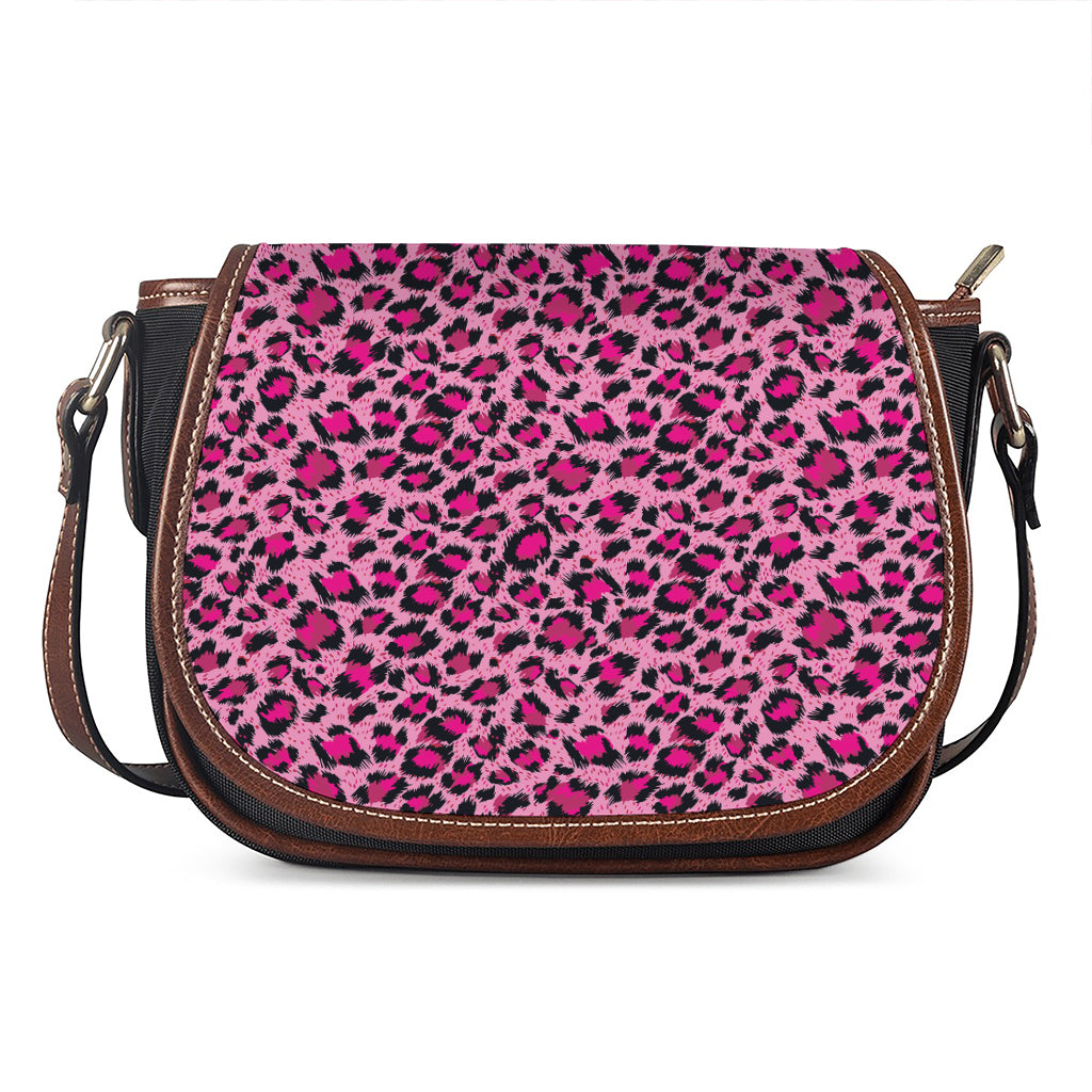 Pink Leopard Print Saddle Bag