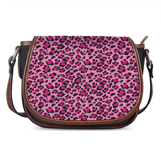 Pink Leopard Print Saddle Bag