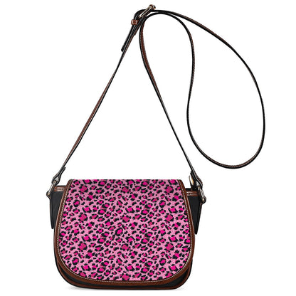 Pink Leopard Print Saddle Bag
