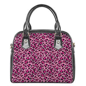 Pink Leopard Print Shoulder Handbag