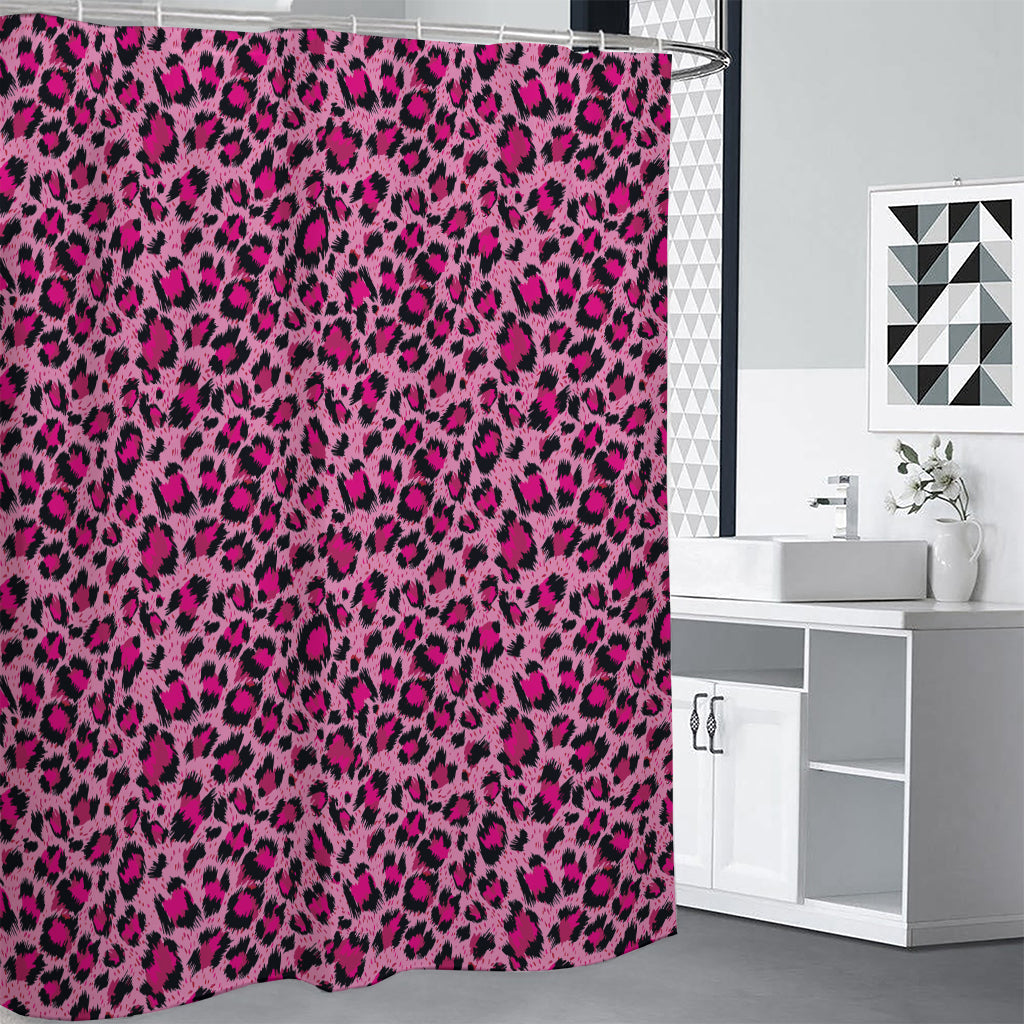 Pink Leopard Print Shower Curtain