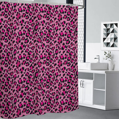 Pink Leopard Print Shower Curtain