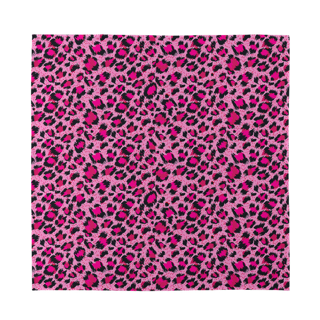 Pink Leopard Print Silk Bandana