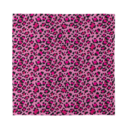 Pink Leopard Print Silk Bandana