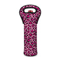 Pink Leopard Print Single Neoprene Wine Tote