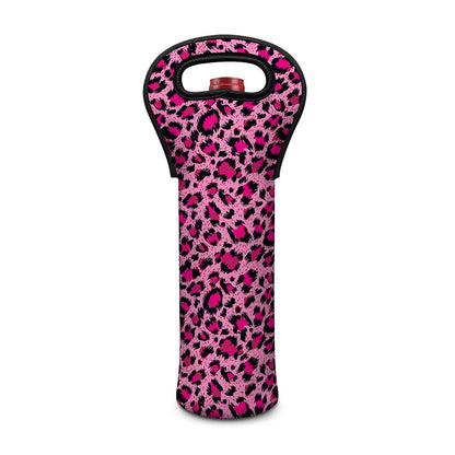 Pink Leopard Print Single Neoprene Wine Tote