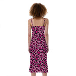 Pink Leopard Print Slim Fit Midi Cami Dress