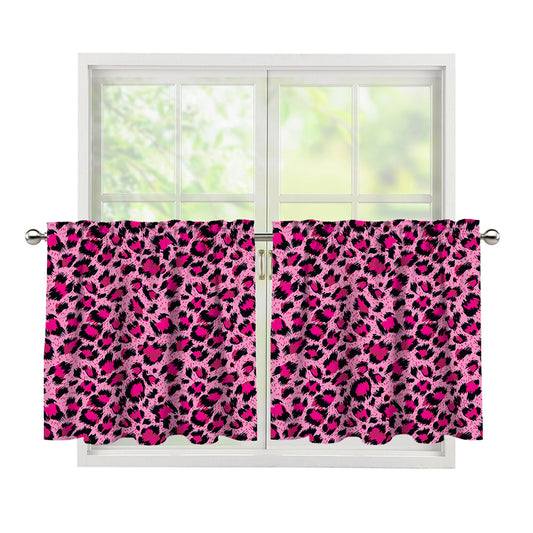 Pink Leopard Print Tier Curtains