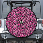 Pink Leopard Print Tire Cover With Camera Hole