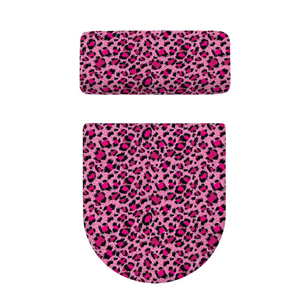 Pink Leopard Print Toilet Lid And Tank Cover Set