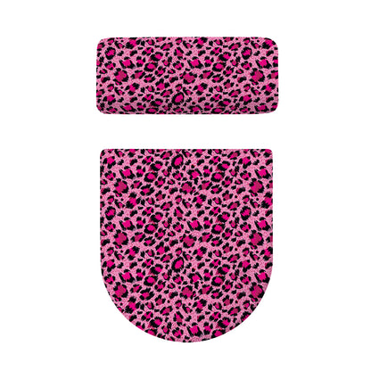Pink Leopard Print Toilet Lid And Tank Cover Set