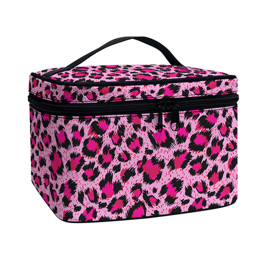 Pink Leopard Print Travel Makeup Bag