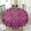 Pink Leopard Print Waterproof Round Tablecloth