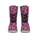 Pink Leopard Print Winter Boots