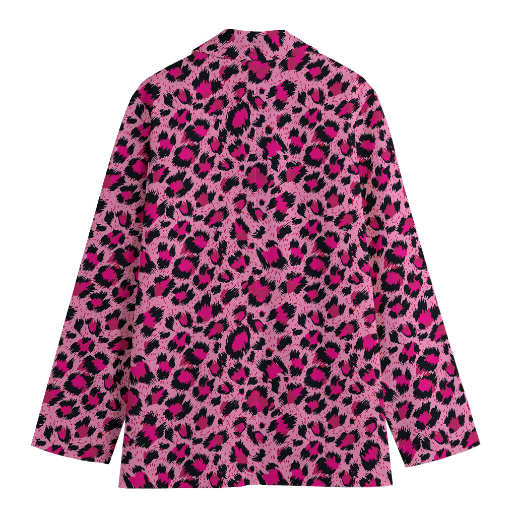 Pink Leopard Print Women's Blazer