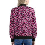 Pink Leopard Print Women's Bomber Jacket