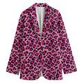 Pink Leopard Print Women's Cotton Blazer