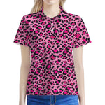 Pink Leopard Print Women's Polo Shirt