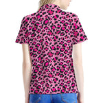 Pink Leopard Print Women's Polo Shirt