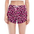 Pink Leopard Print Women's Split Running Shorts