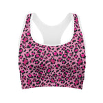 Pink Leopard Print Women's Sports Bra
