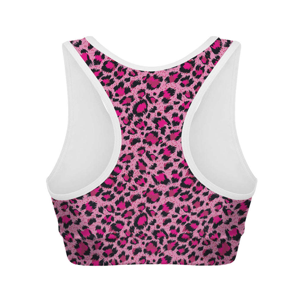 Pink Leopard Print Women's Sports Bra