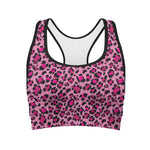 Pink Leopard Print Women's Sports Bra