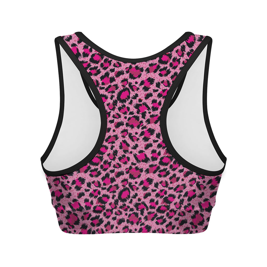 Pink Leopard Print Women's Sports Bra