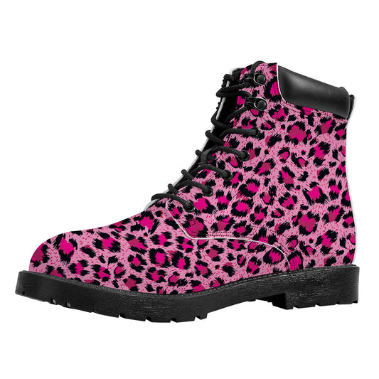 Pink Leopard Print Work Boots