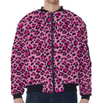 Pink Leopard Print Zip Sleeve Bomber Jacket