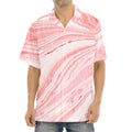 Pink Liquid Marble Print Aloha Shirt