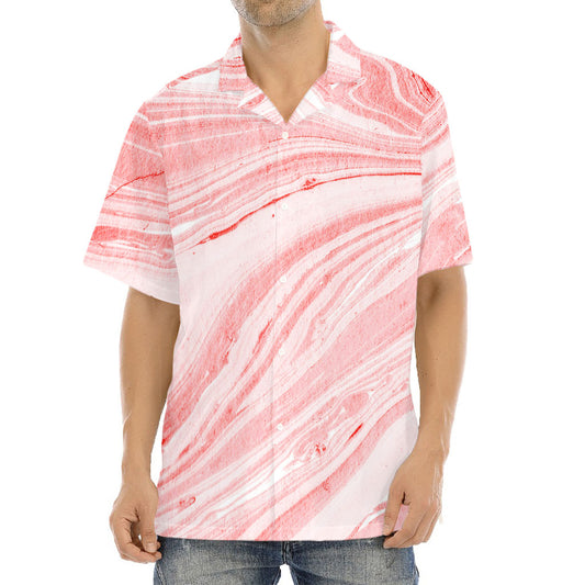 Pink Liquid Marble Print Aloha Shirt