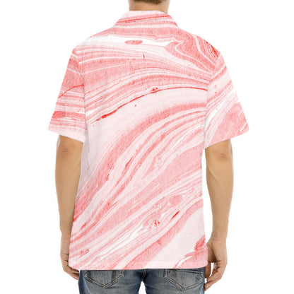 Pink Liquid Marble Print Aloha Shirt
