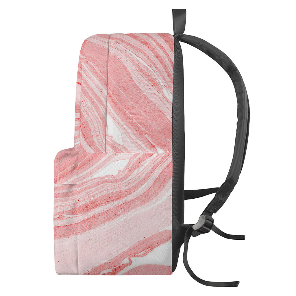 Pink Liquid Marble Print Backpack