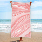 Pink Liquid Marble Print Beach Towel