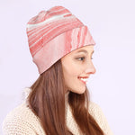 Pink Liquid Marble Print Beanie