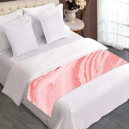 Pink Liquid Marble Print Bed Runner