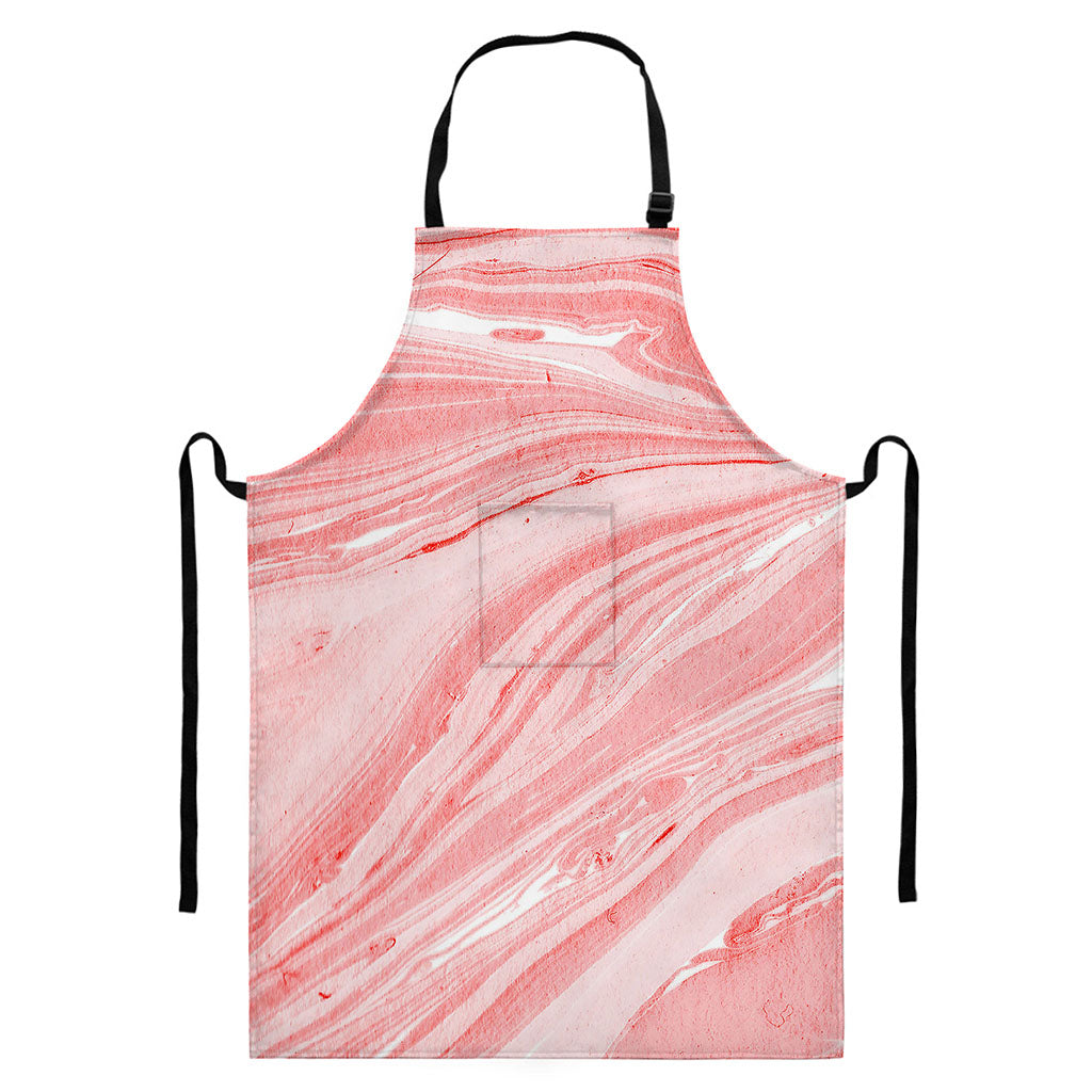 Pink Liquid Marble Print Bib Apron With Pocket