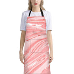 Pink Liquid Marble Print Bib Apron With Pocket