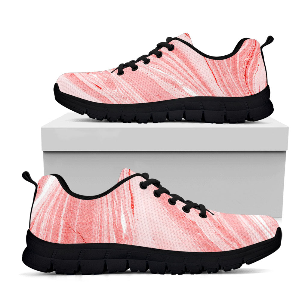 Pink Liquid Marble Print Black Running Shoes