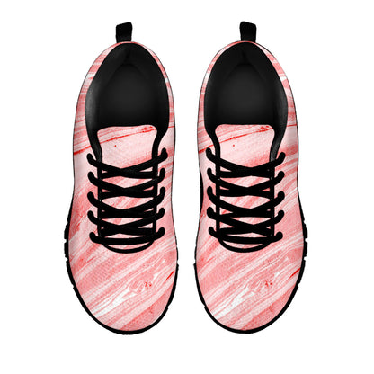 Pink Liquid Marble Print Black Running Shoes