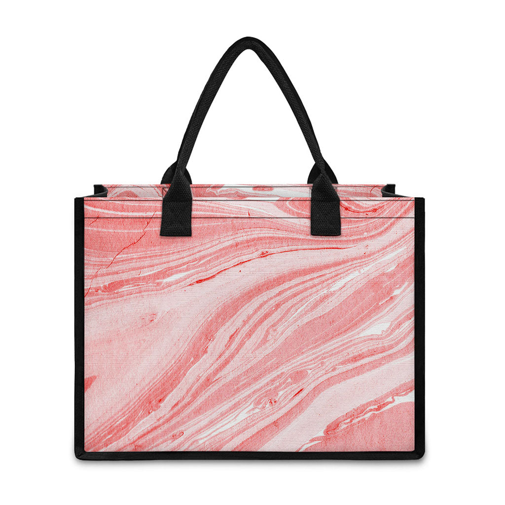 Pink Liquid Marble Print Canvas Tote Bag
