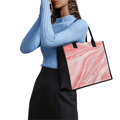 Pink Liquid Marble Print Canvas Tote Bag