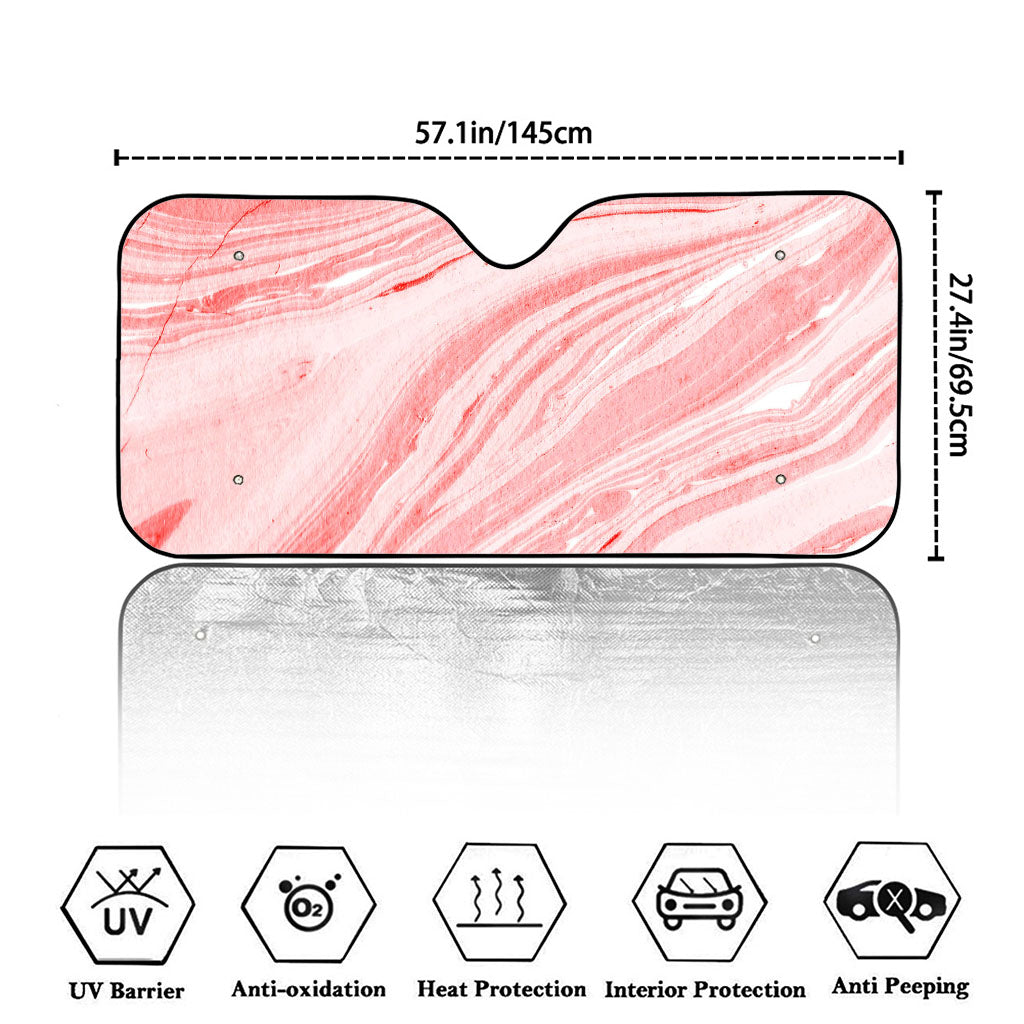 Pink Liquid Marble Print Car Windshield Sun Shade