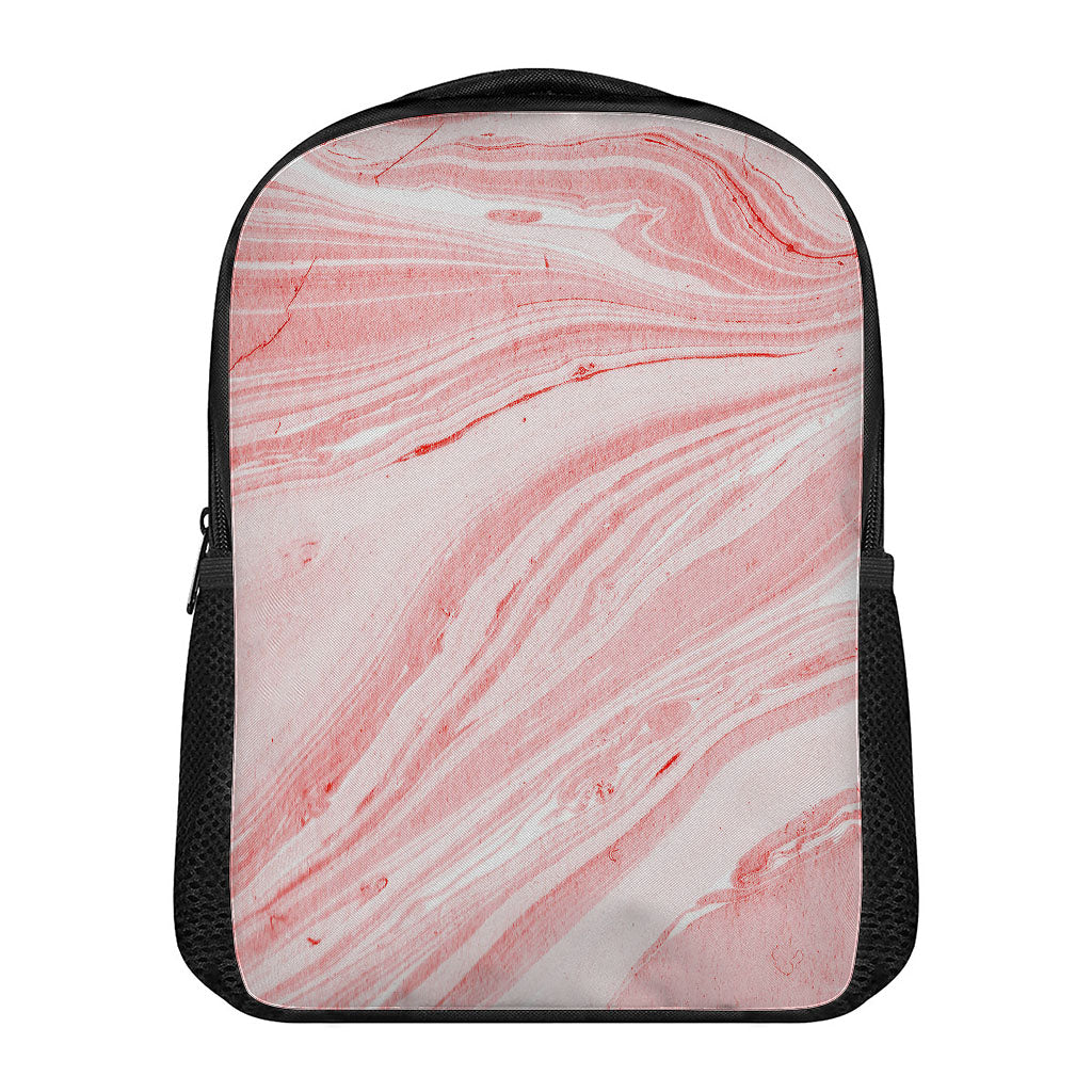 Pink Liquid Marble Print Casual Backpack