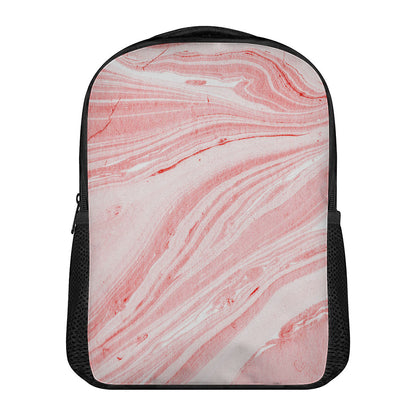 Pink Liquid Marble Print Casual Backpack