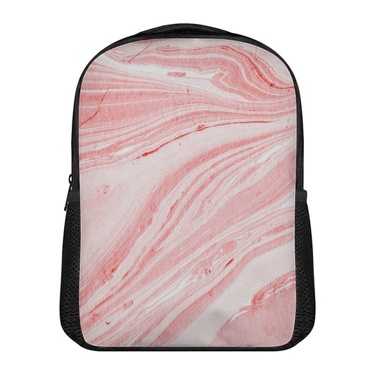 Pink Liquid Marble Print Casual Backpack