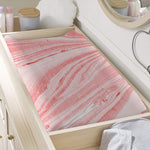 Pink Liquid Marble Print Changing Pad Cover